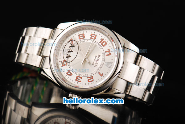 Rolex Air-King Oyster Perpetual Swiss ETA 2836 Automatic Movement Swiss Coating Case with Silver Dial and Red Numeral Markers-SS Strap - Click Image to Close